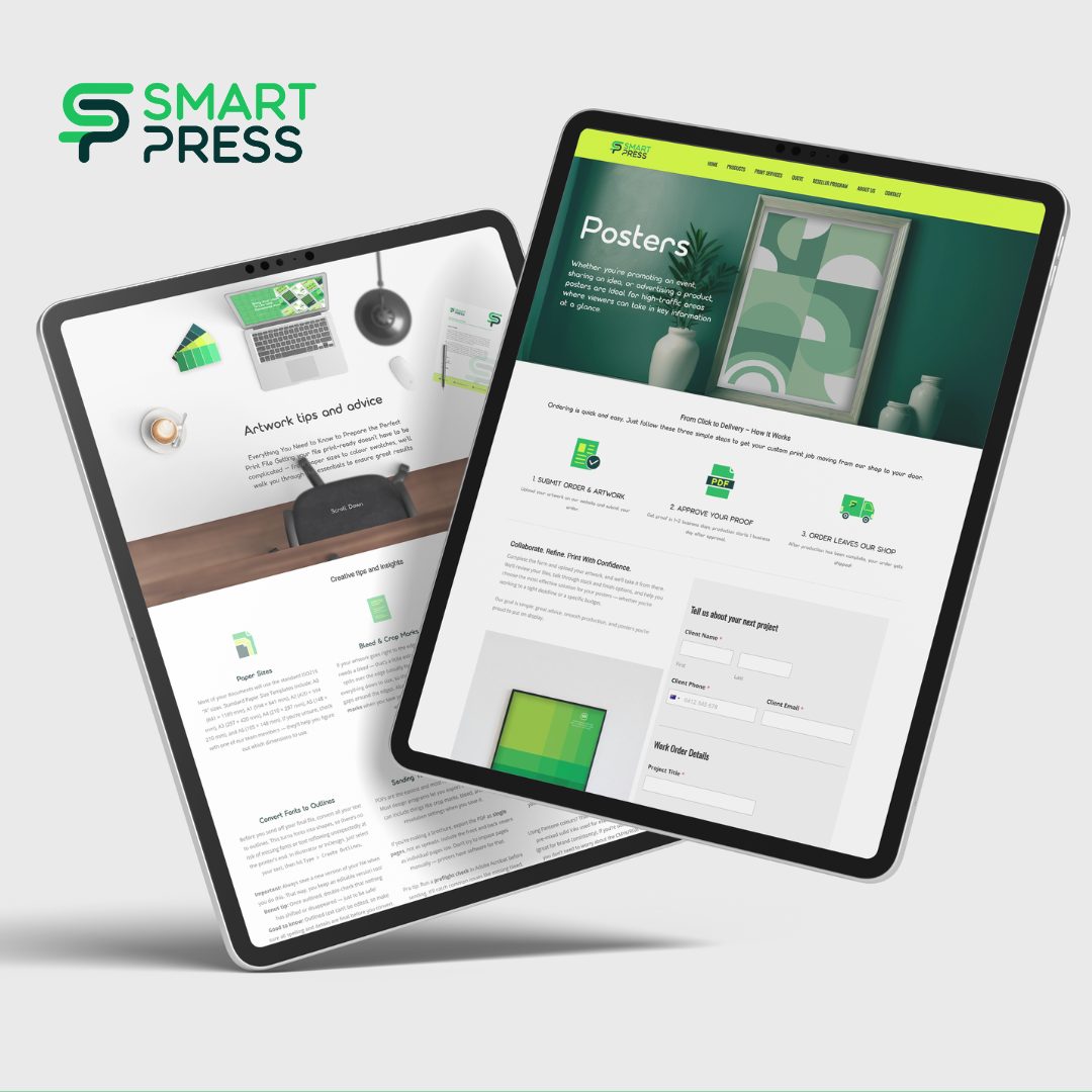 Smart Press website team page on tablet